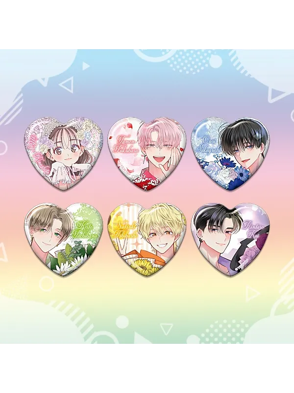 Badge Heart-shaped Character Tamon's B Side Set of 6 - Sugoi Shop
