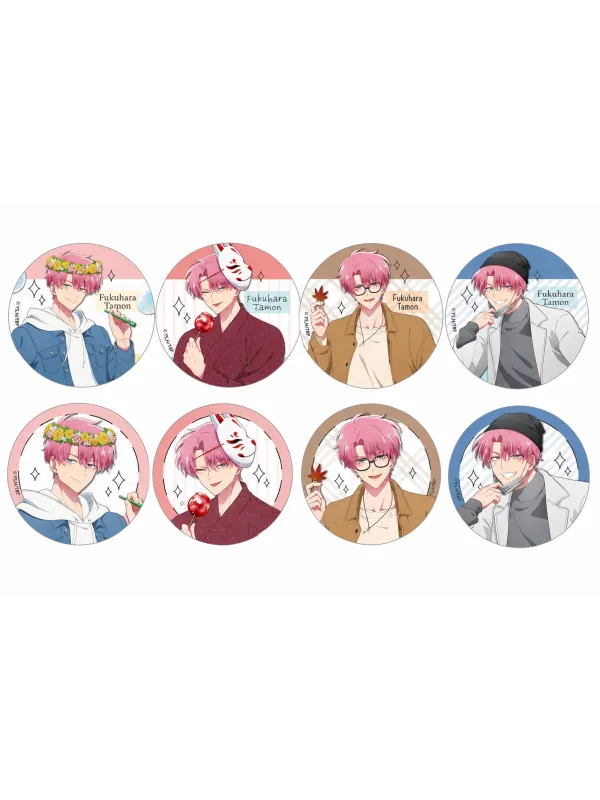 Set 8 Trading Can Badge Tamon Spring, Summer, Autumn & Winter Date Outfit Ver
